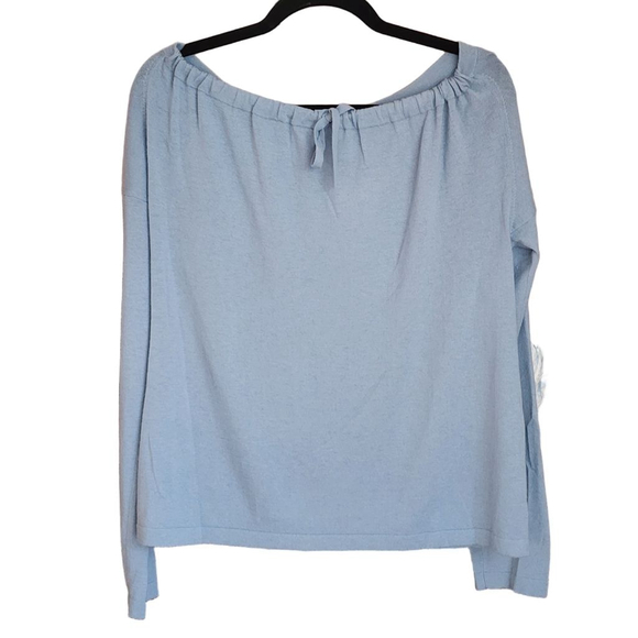 VINCE Cinched Back Lightweight Light Blue Cashmere Pullover Sweater L - Picture 5 of 7